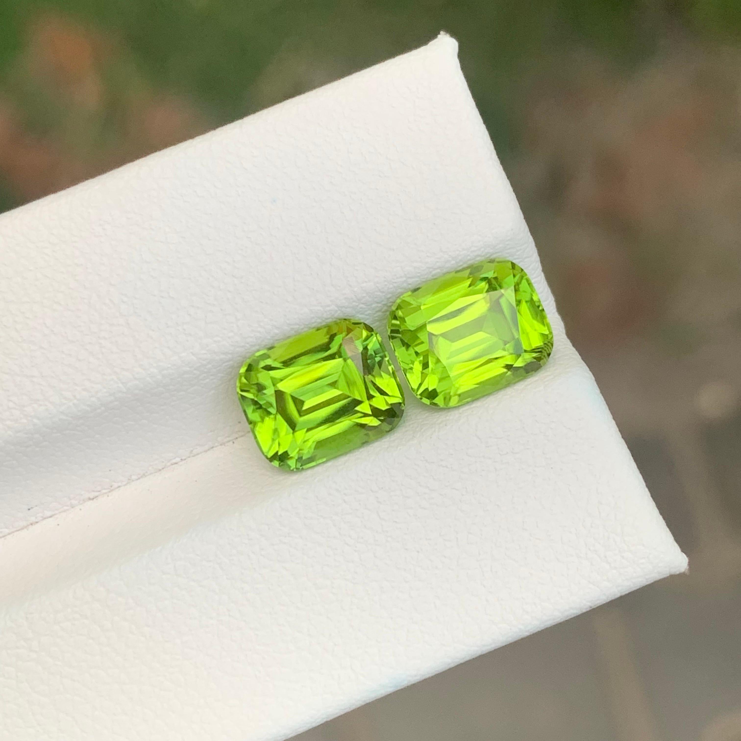 Coppia di peridoto sciolto naturale da 6.80 carati per la creazione di gioielli in vendita 2
