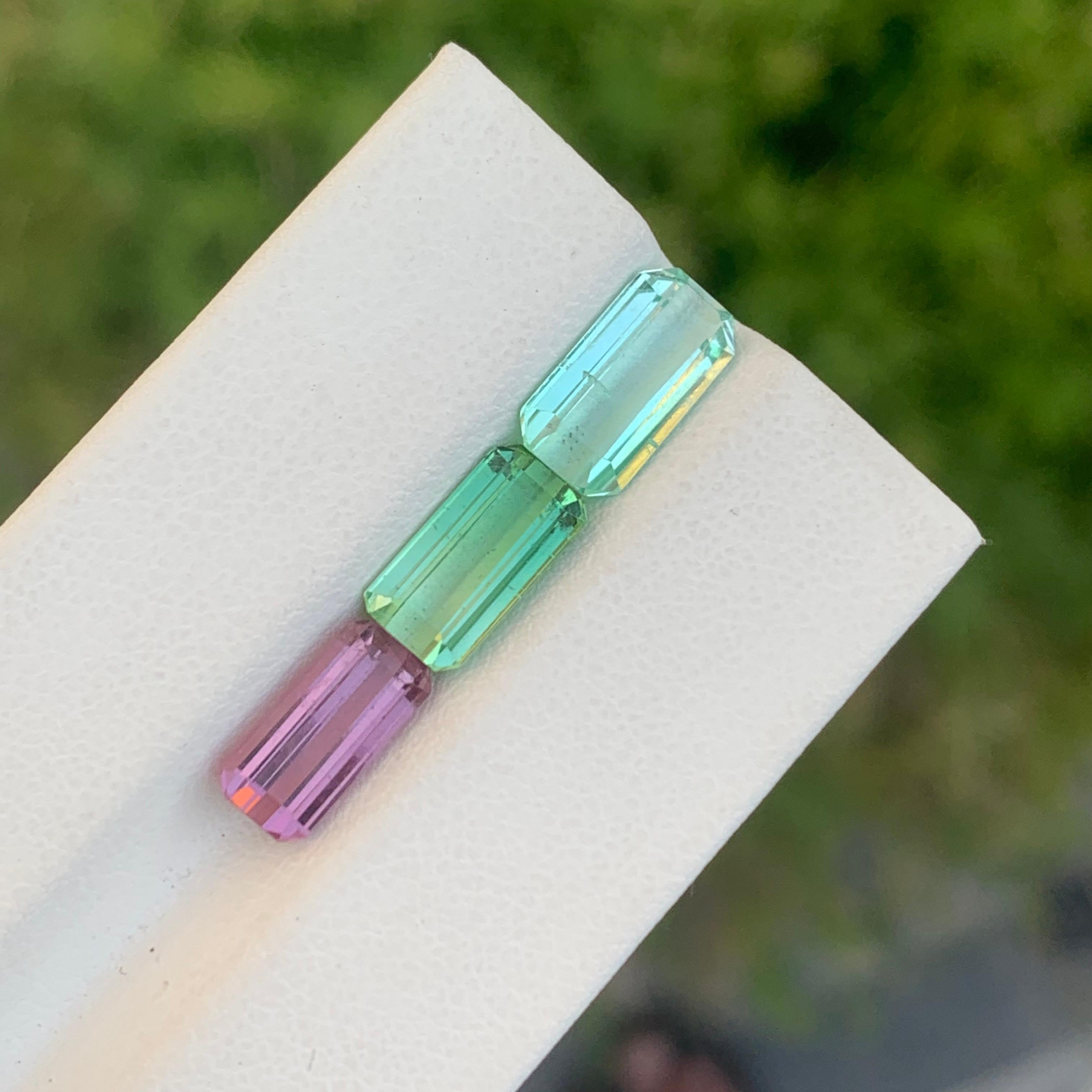 Taille émeraude 6.80 Carat Natural Loose Tourmaline Set Emerald Shape Gem For Jewellery Making en vente