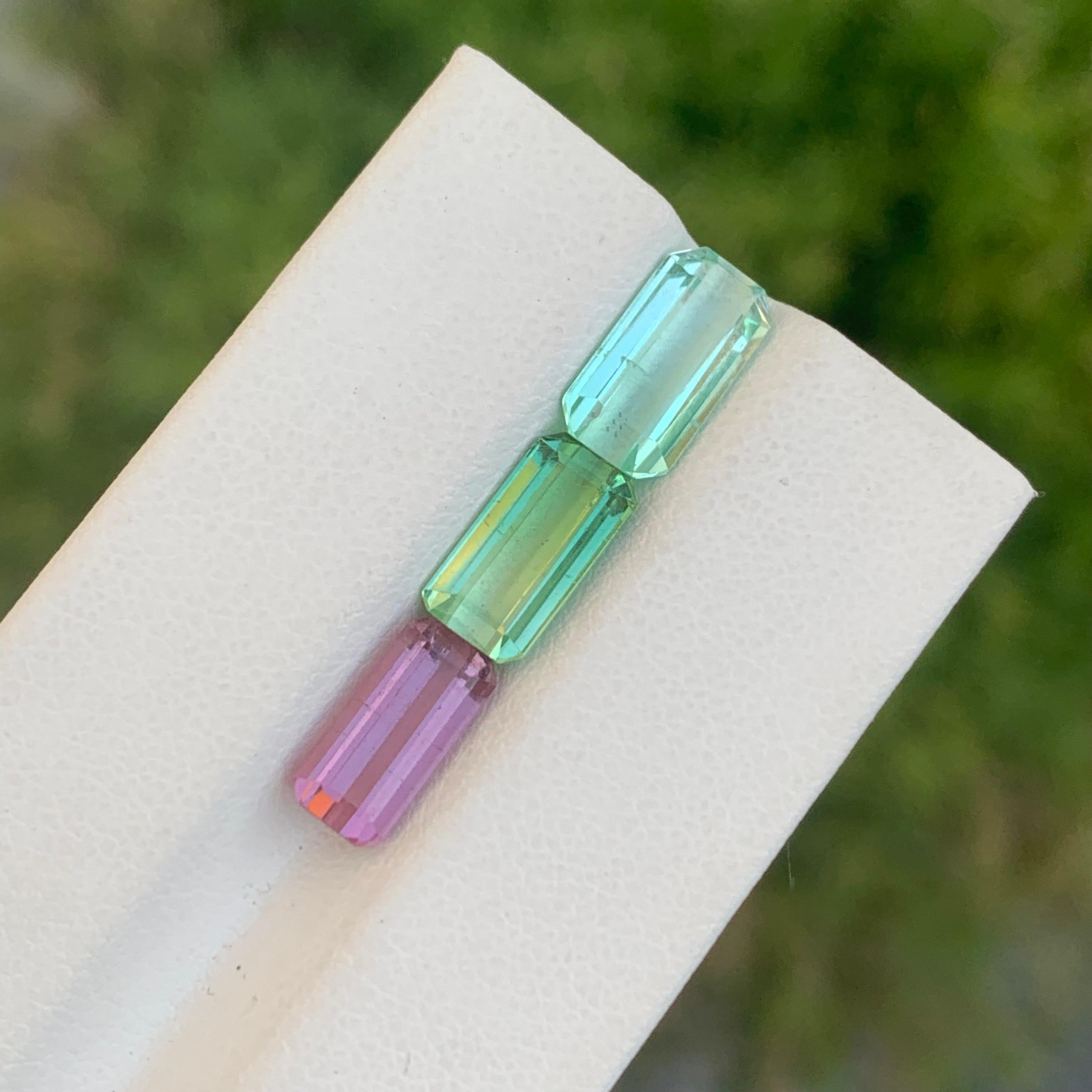 6.80 Carat Natural Loose Tourmaline Set Emerald Shape Gem For Jewellery Making Neuf - En vente à Peshawar, PK