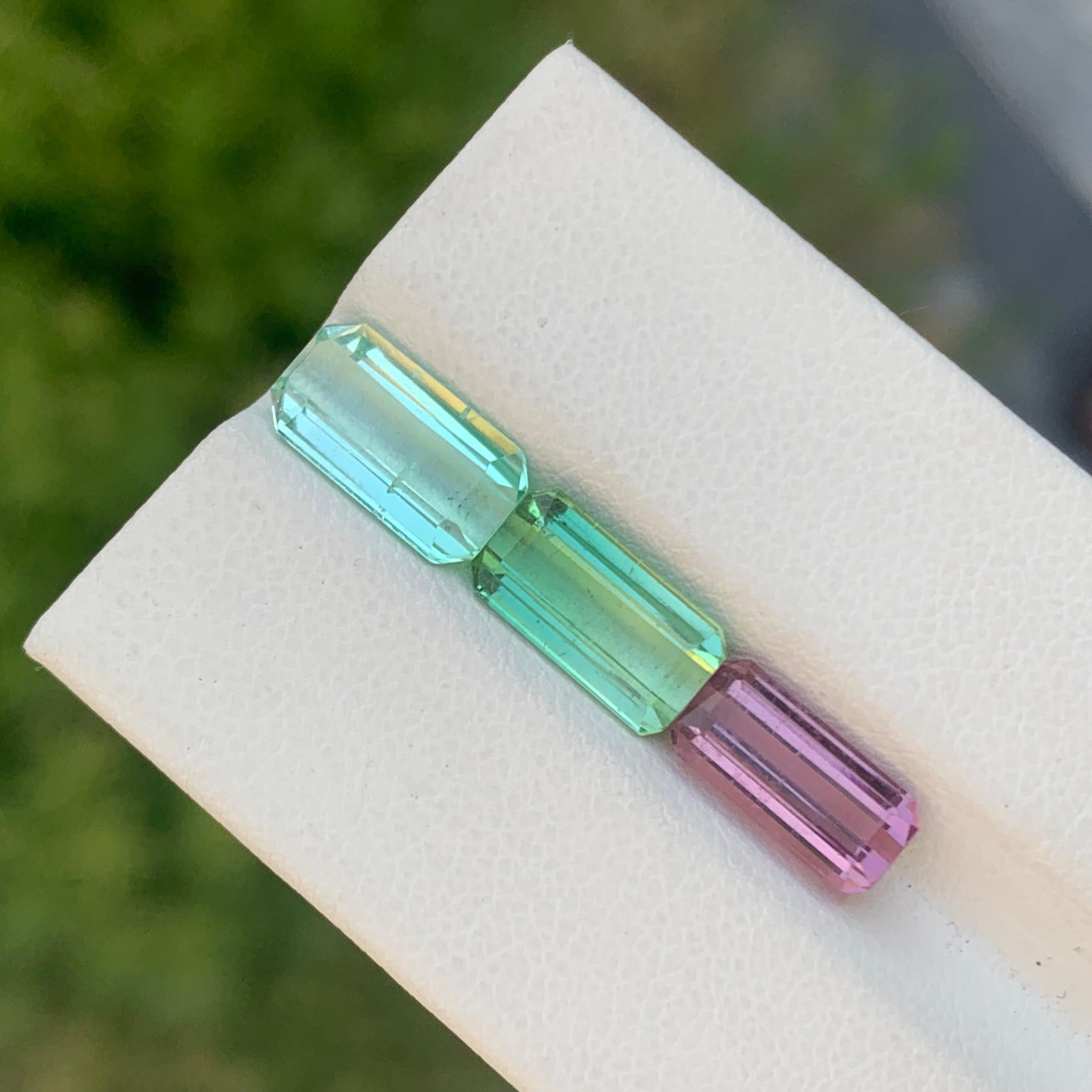 6.80 Carat Natural Loose Tourmaline Set Emerald Shape Gem For Jewellery Making Unisexe en vente