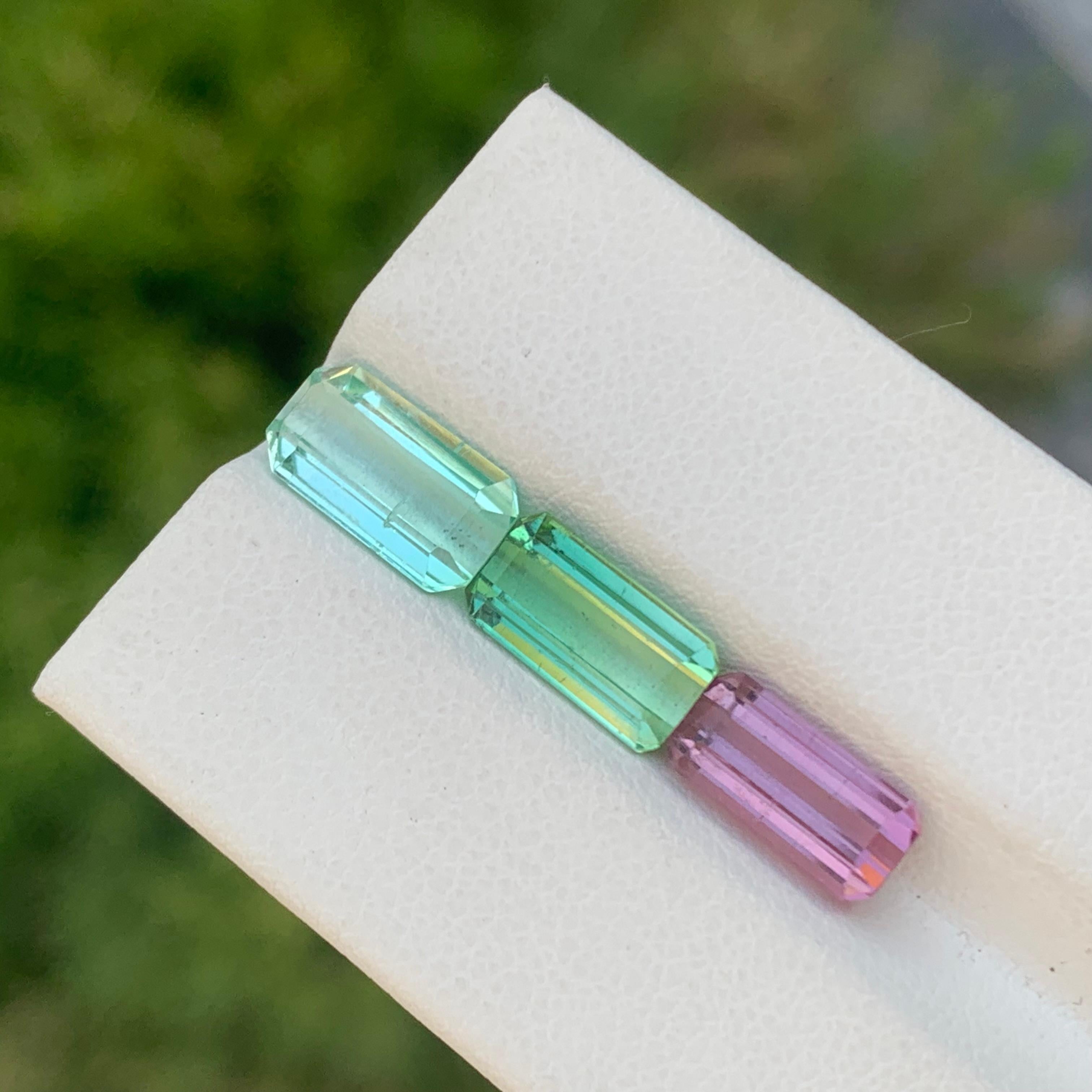 6.80 Carat Natural Loose Tourmaline Set Emerald Shape Gem For Jewellery Making en vente 1