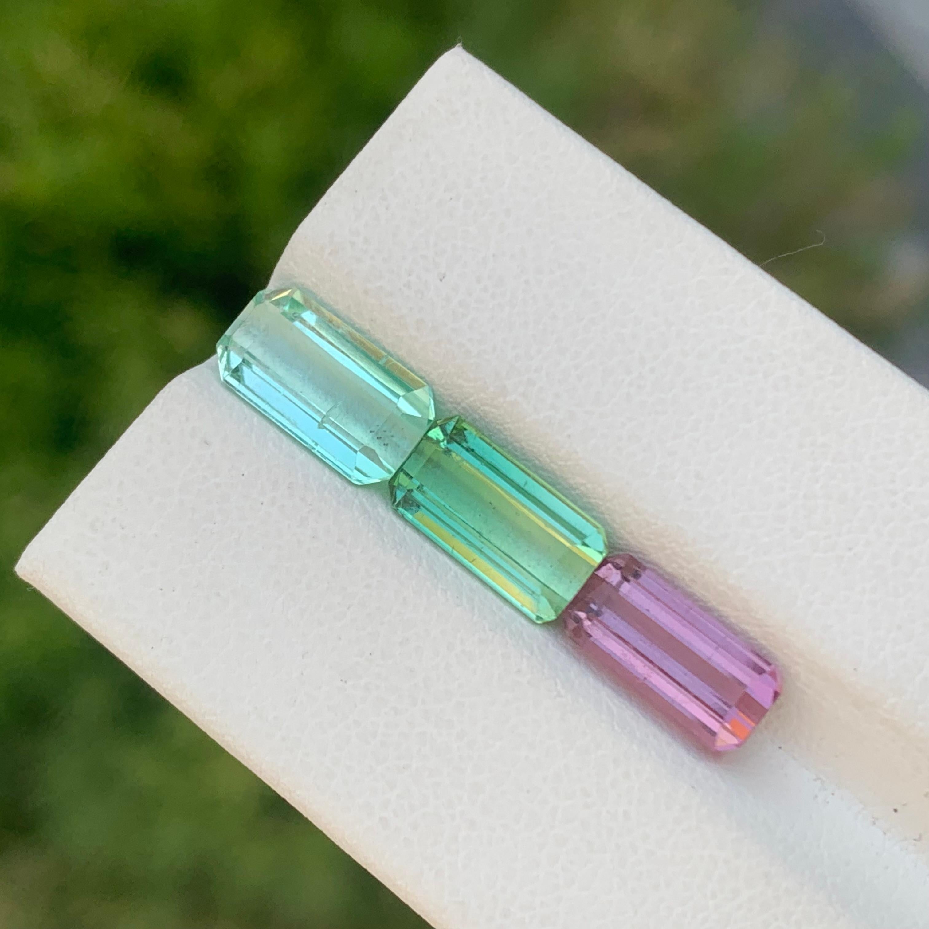 6.80 Carat Natural Loose Tourmaline Set Emerald Shape Gem For Jewellery Making en vente 2