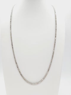 6.80 Carat Round Brilliant Cut Diamond Tennis Necklace 14 Karat White Gold 16''