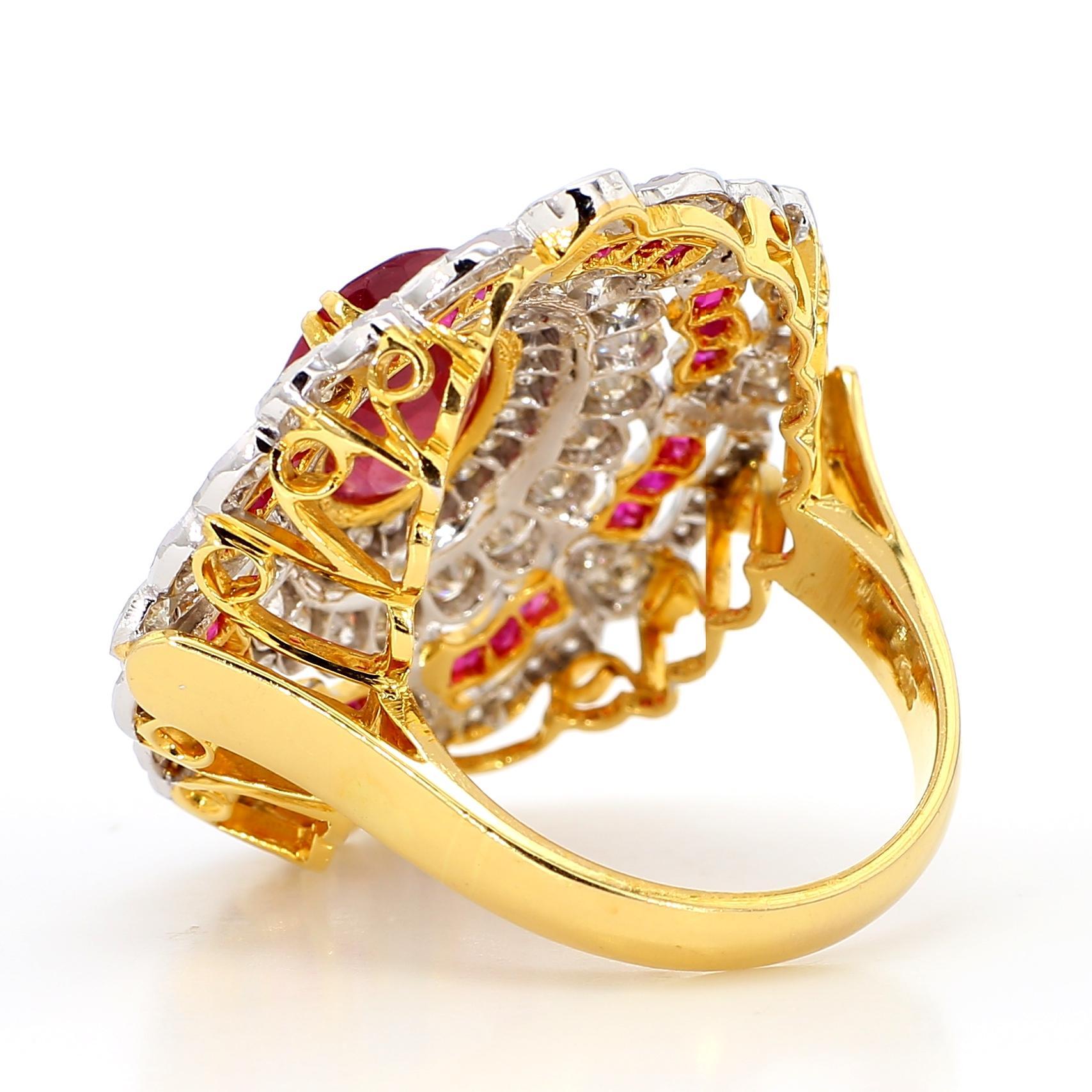 Bague en or 18 carats 6,80 carats rubis et 2,44 diamants Neuf - En vente à New York, NY