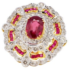 6.80 Carat Ruby and 2.44 Diamond 18K Gold Ring