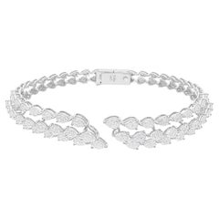 6.80 Carat SI/H Pear Brilliant Cut Diamond Cuff Bangle Bracelet en or blanc 18k