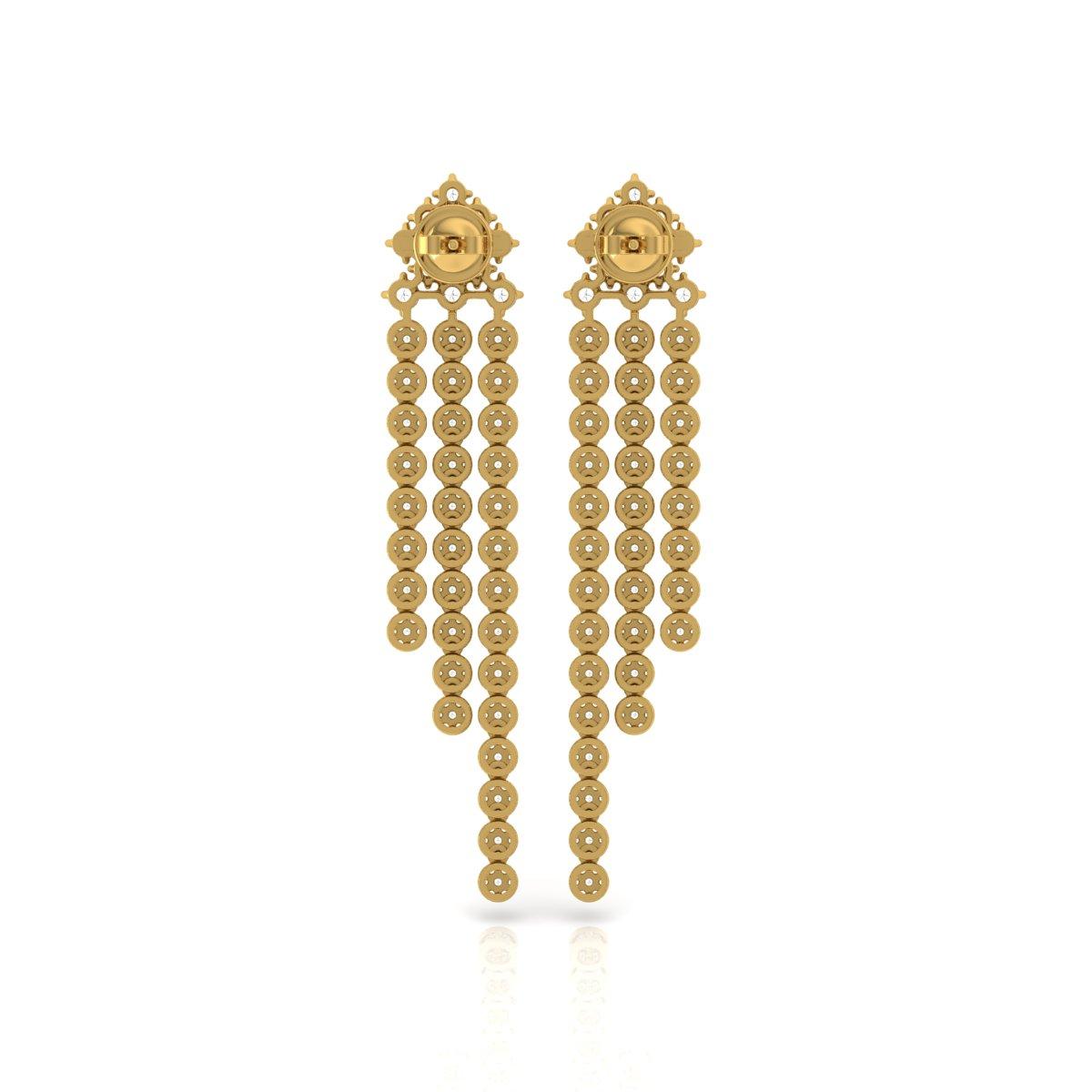 Taille ronde Boucles d'oreilles chandelier en or jaune 18 carats 6,80 carats SI/H de diamants ronds taillés en brillant en vente