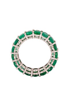 Gems Are Forever 6.80 Carat Total Oval Emerald Platinum Eternity Band