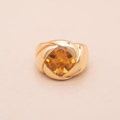 6.80 carats Citrine 18K Gold Dome Ring