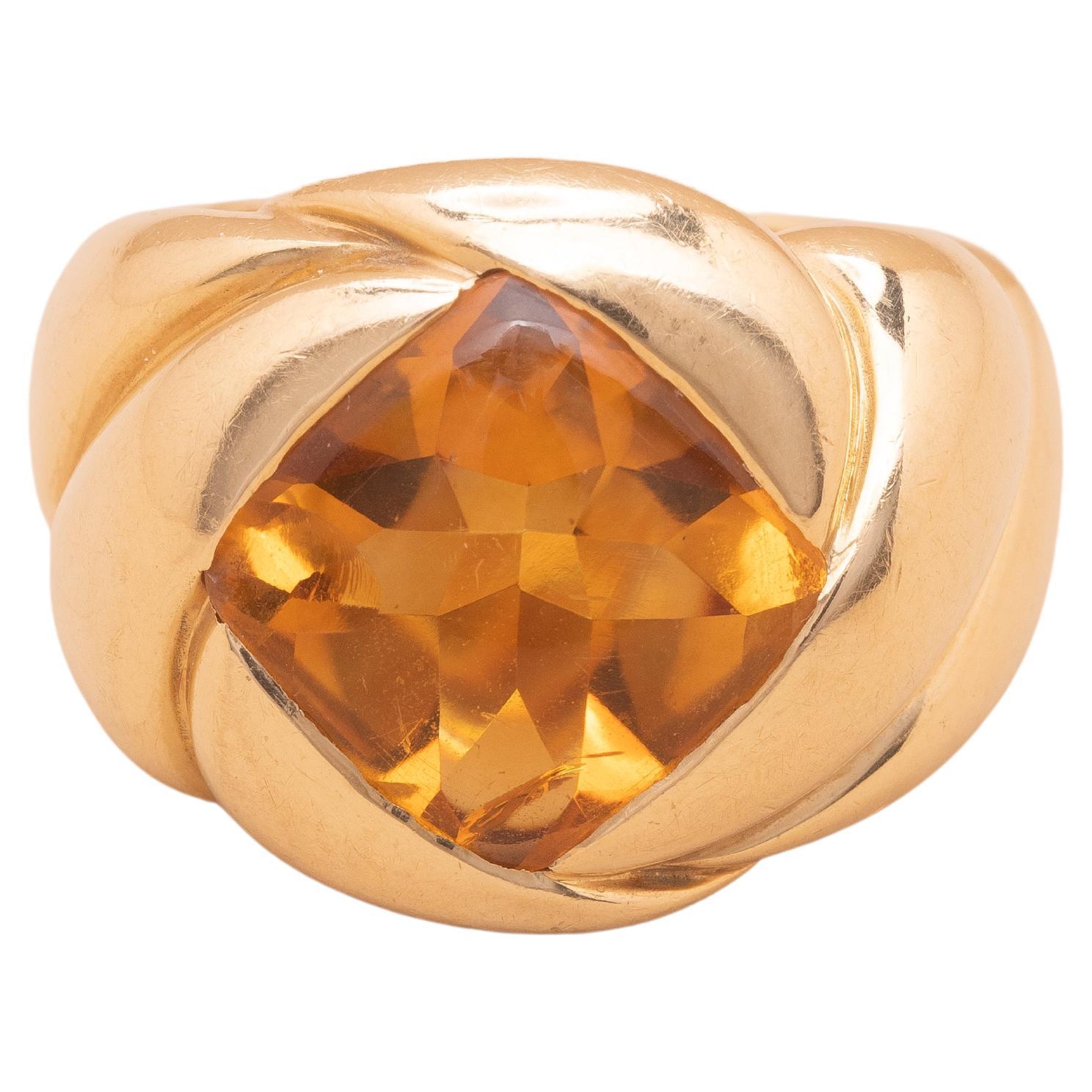 6.80 carats Citrine 18K Gold Dome Ring