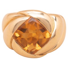 Retro 6.80 carats Citrine 18K Gold Dome Ring