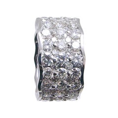 6.80 Carat 3 Row Round Diamond Invisible Style 14 Karat Gold Eternity Ring