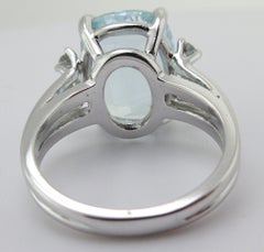 6.80 Ct. Cushion-Cut Aquamarine, Diamond, White Gold Ring