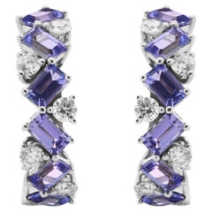 Orecchini a cerchio con tanzanite e diamante da 6,80 carati