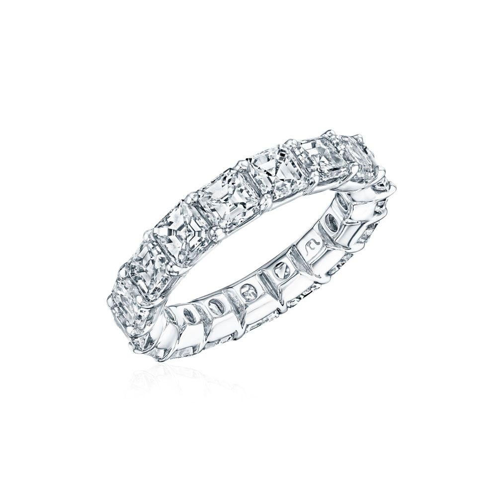 • Crafted in 18KT gold, this band is made with 17 asscher cut diamonds. The band has a combining total weight of approximately 6.80 carats.

Worn beautifully on its own, or as a part of a stack. Each stone has been perfectly matched and set by Hand