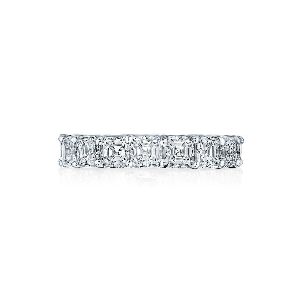 Contemporary 6.80ct Asscher Cut Diamond Eternity Band in 18KT Gold For Sale