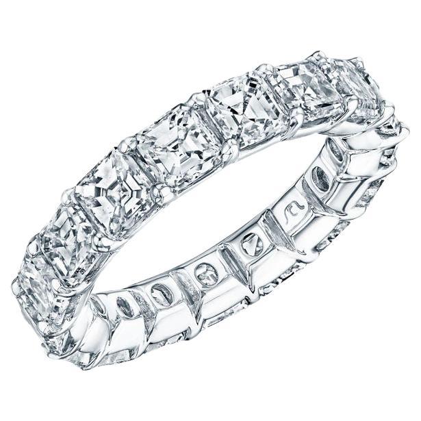 6.80ct Asscher Cut Diamond Eternity Band in 18KT Gold For Sale
