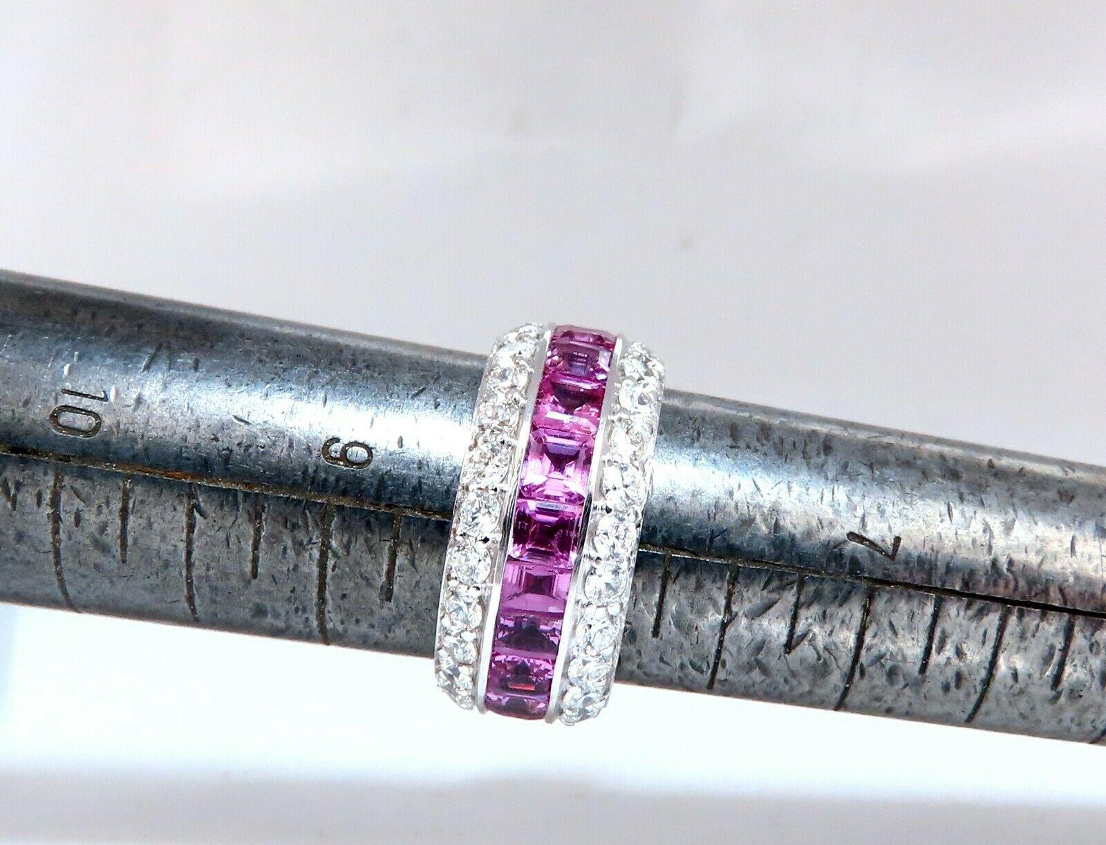 Women's or Men's 6.80 Carat Natural Pink Sapphires 3.60ct Diamonds Eternity Ring 14kt Revolver