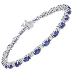 6.80ct Oval Brilliant Sapphire Bracelet with 1.02ct of Round Brilliant Diamonds