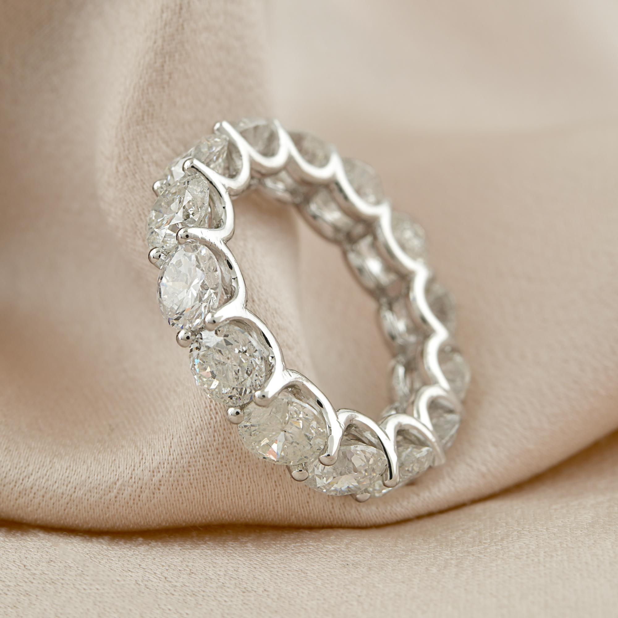 En vente :  6.81 Carat Brilliant Cut Diamond Eternity Stackable Band Ring 14k White Gold 3