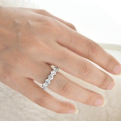 6.81 Carat Brilliant Cut Diamond Eternity Stackable Band Ring 18k White Gold