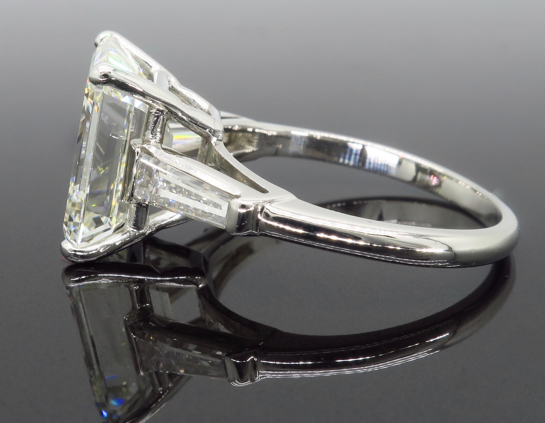 6.81 Carat Emerald Cut Diamond Ring 1