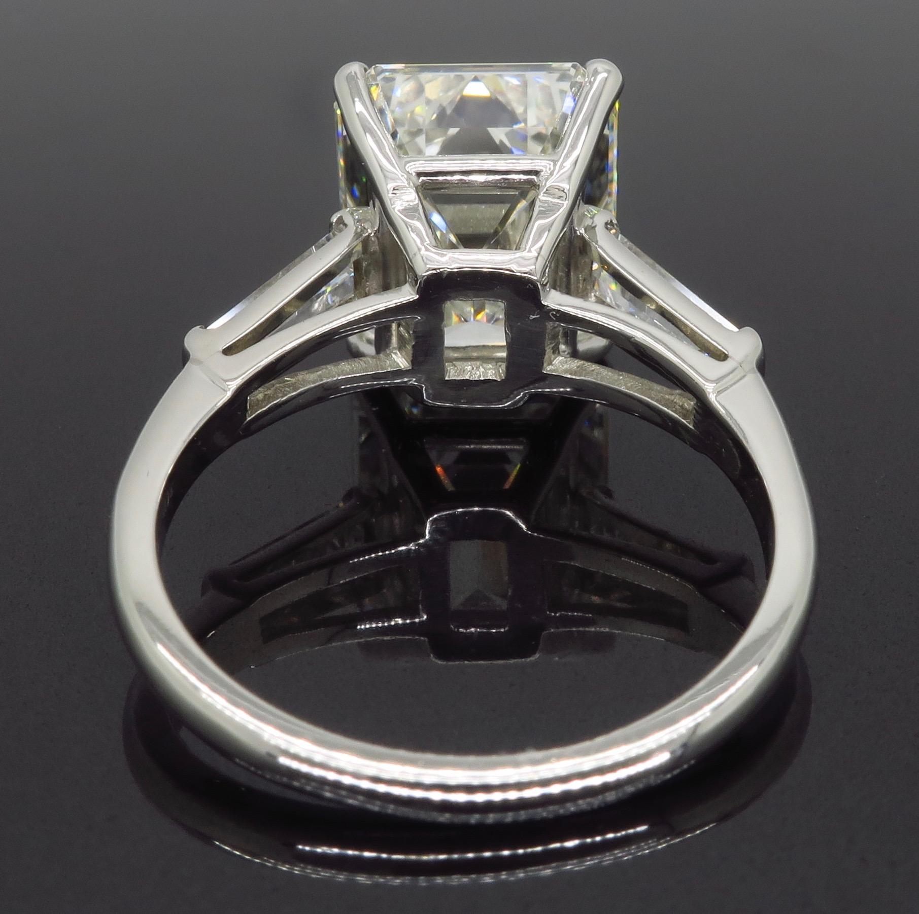 6.81 Carat Emerald Cut Diamond Ring 2