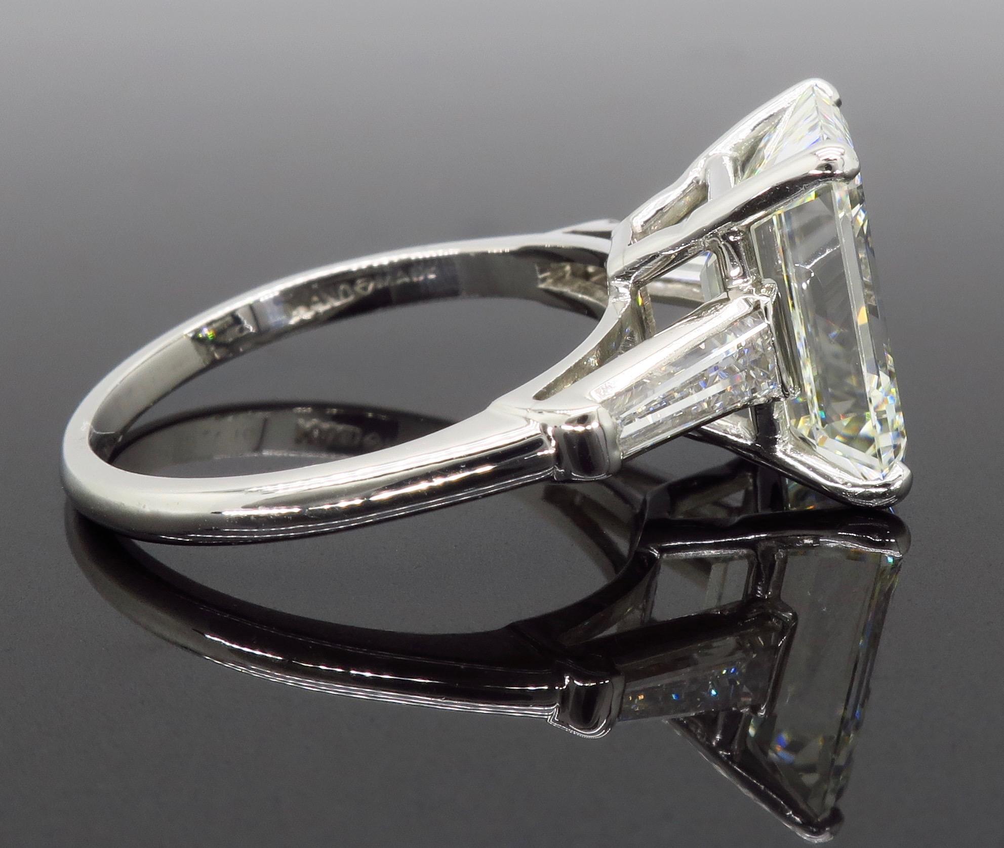 6.81 Carat Emerald Cut Diamond Ring 3
