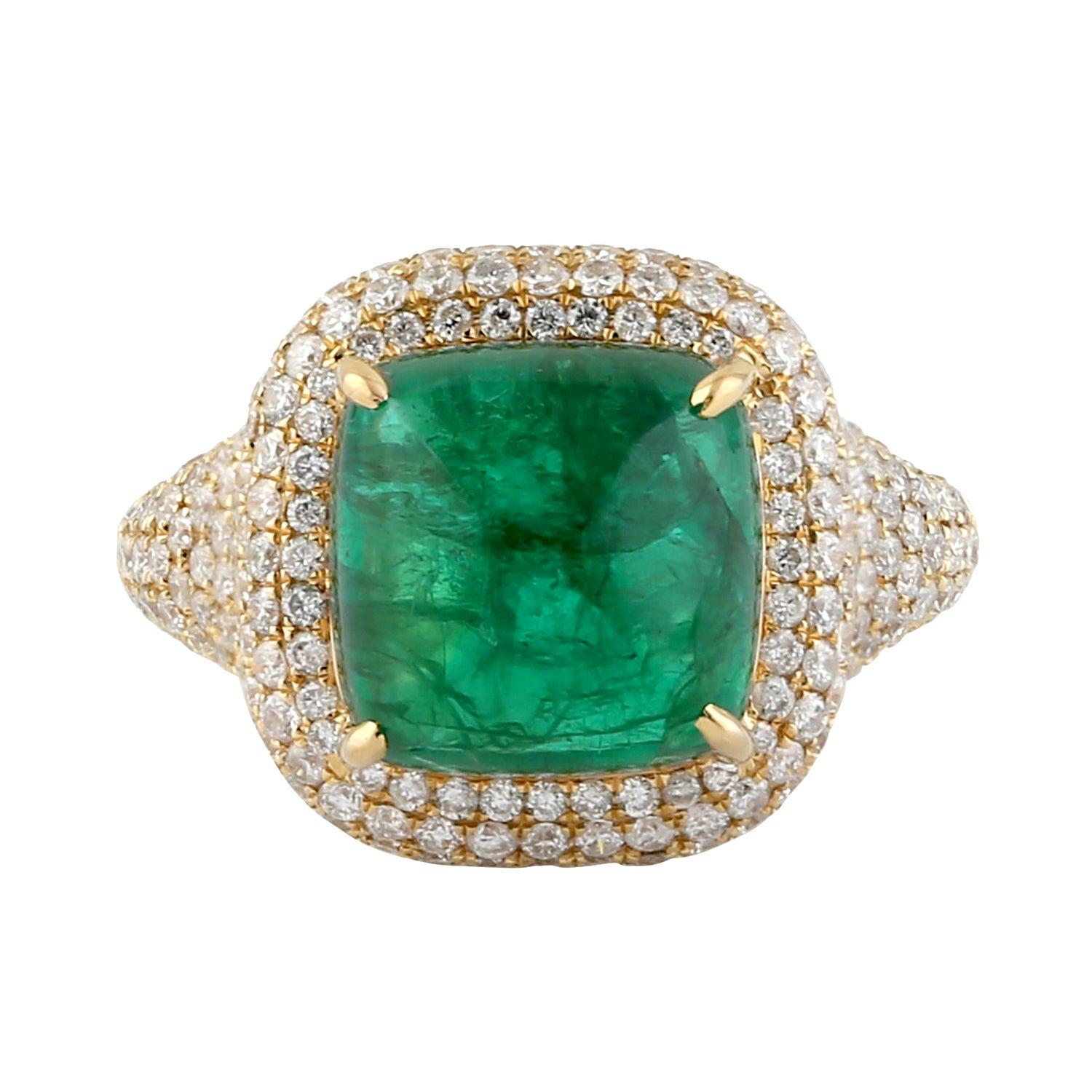 For Sale:  6.81 Carat Emerald Diamond 18 Karat Gold Ring 2