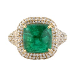 6.81 Carat Emerald Diamond 18 Karat Gold Ring