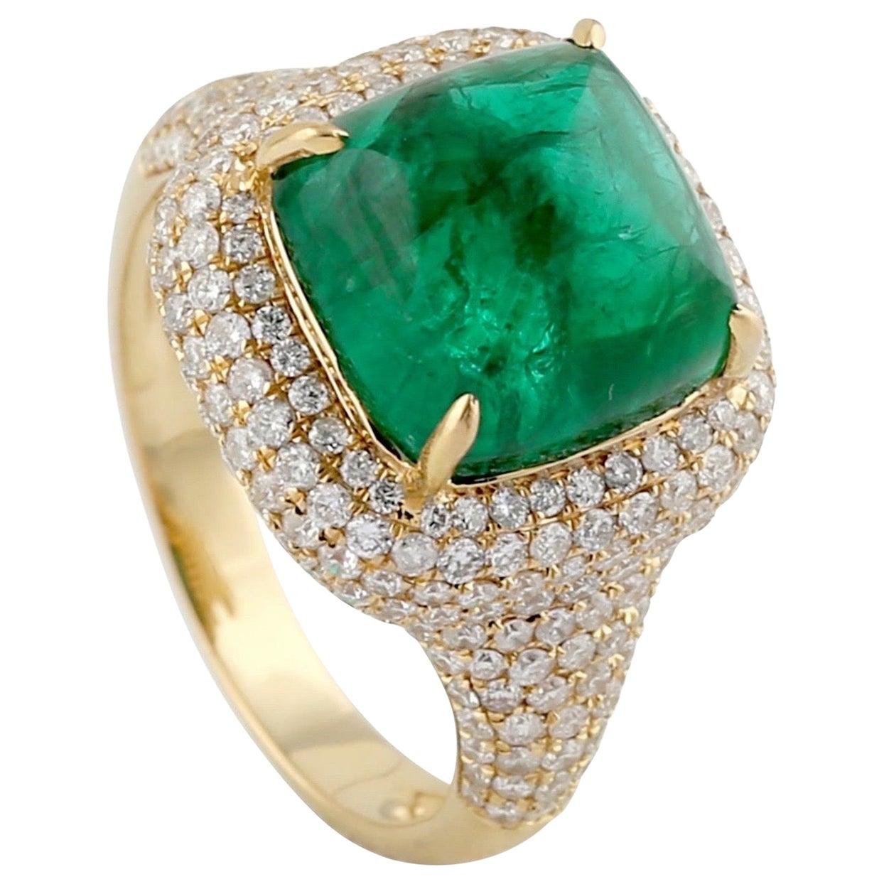 6.81 Carat Emerald Diamond 18 Karat Gold Ring