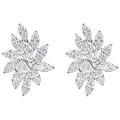 Roman Malakov, 6.81 Carat Marquise Cut Diamond Starburst Earrings