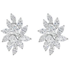 Roman Malakov, 6.81 Carat Marquise Cut Diamond Starburst Earrings