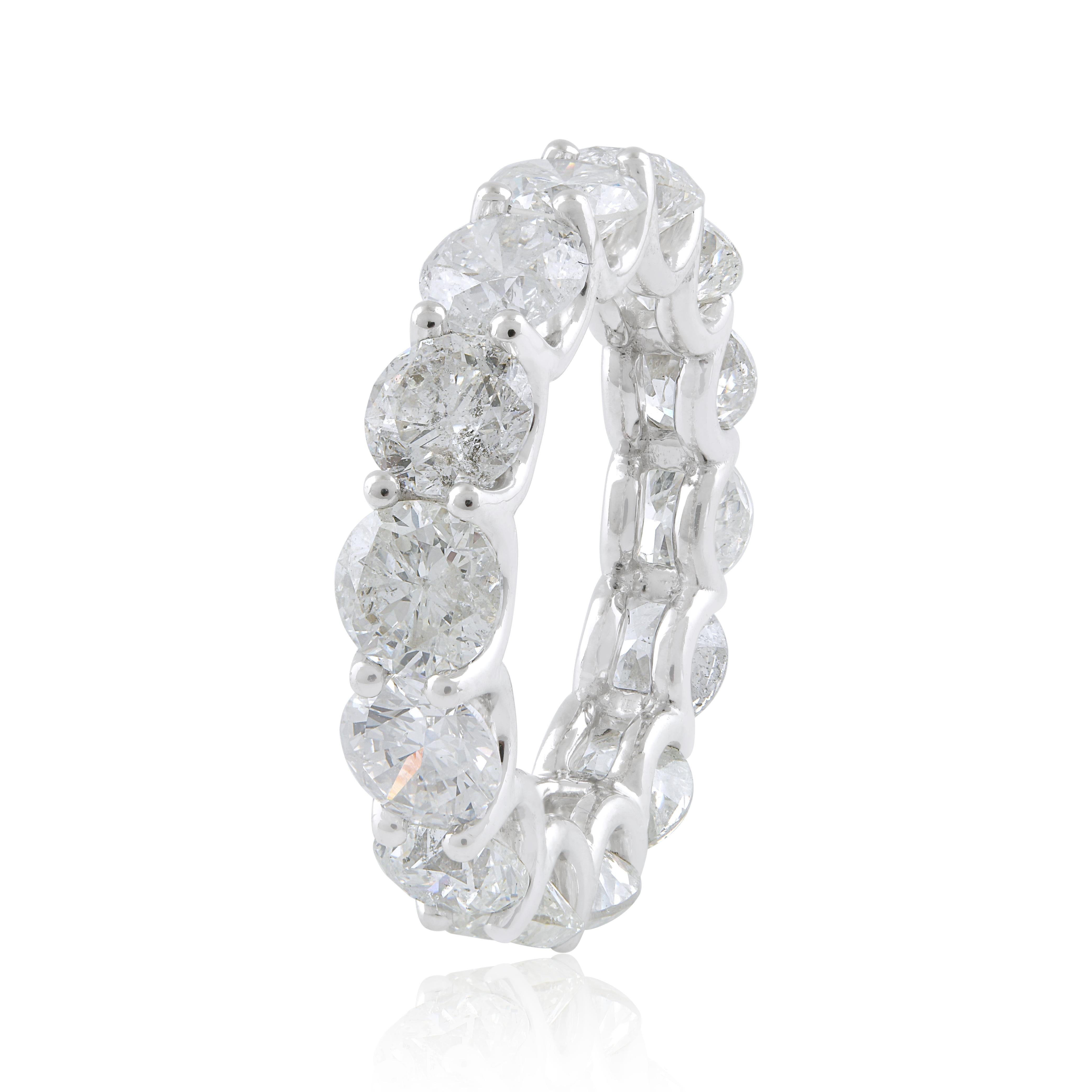 Im Angebot: Eternity-Ring, SI Reinheit HI Farbe runder Diamant 18k Weißgold feiner Schmuck () 3