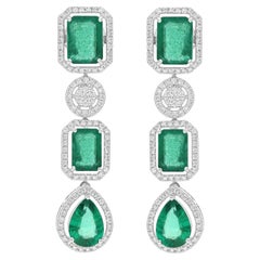 Smeraldo dello Zambia da 6,81 carati e diamante SI/H da 0,90 carati, orecchini in oro bianco da 14 carati