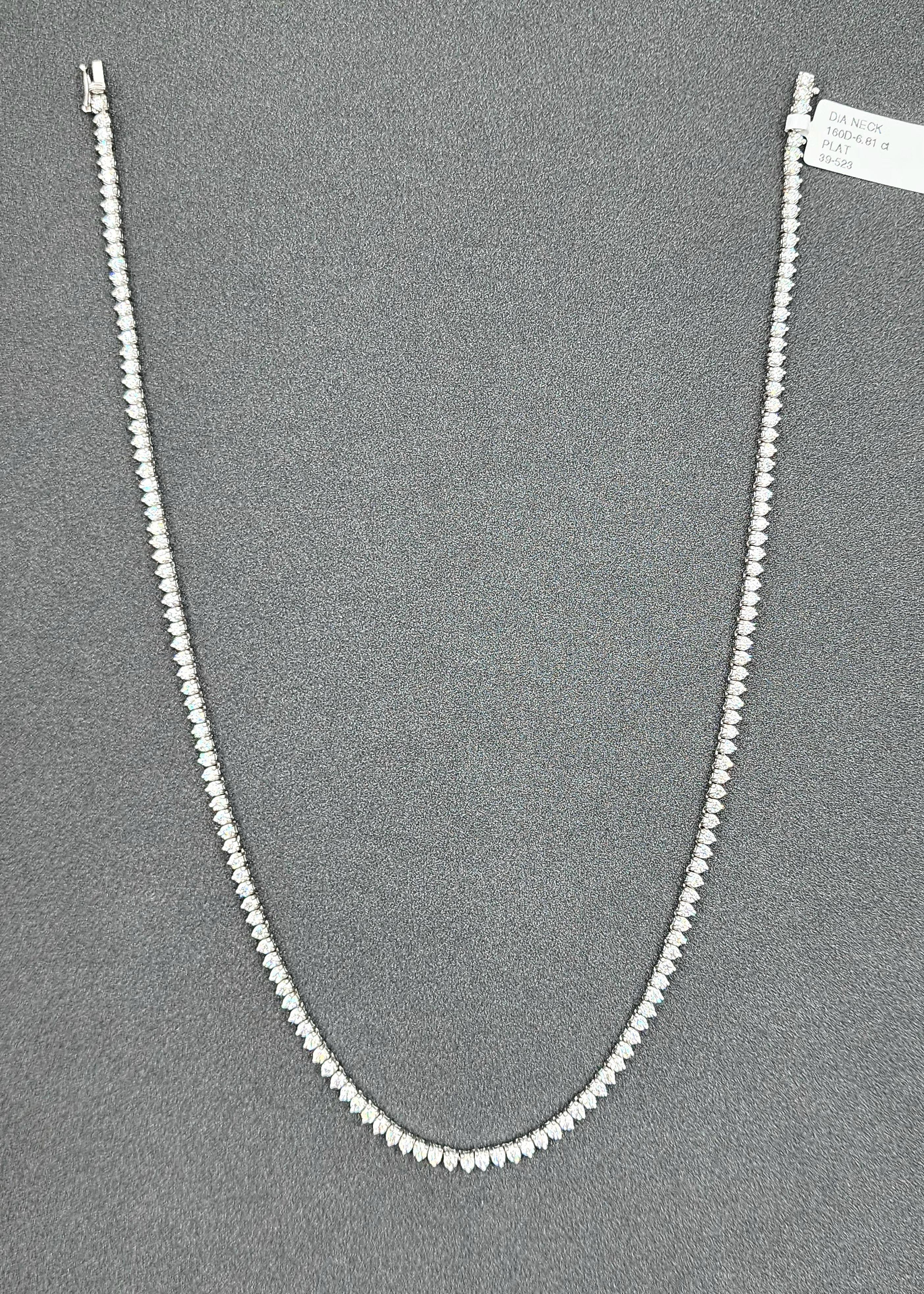 Modern 6.81 ct Diamond Tennis Necklace For Sale