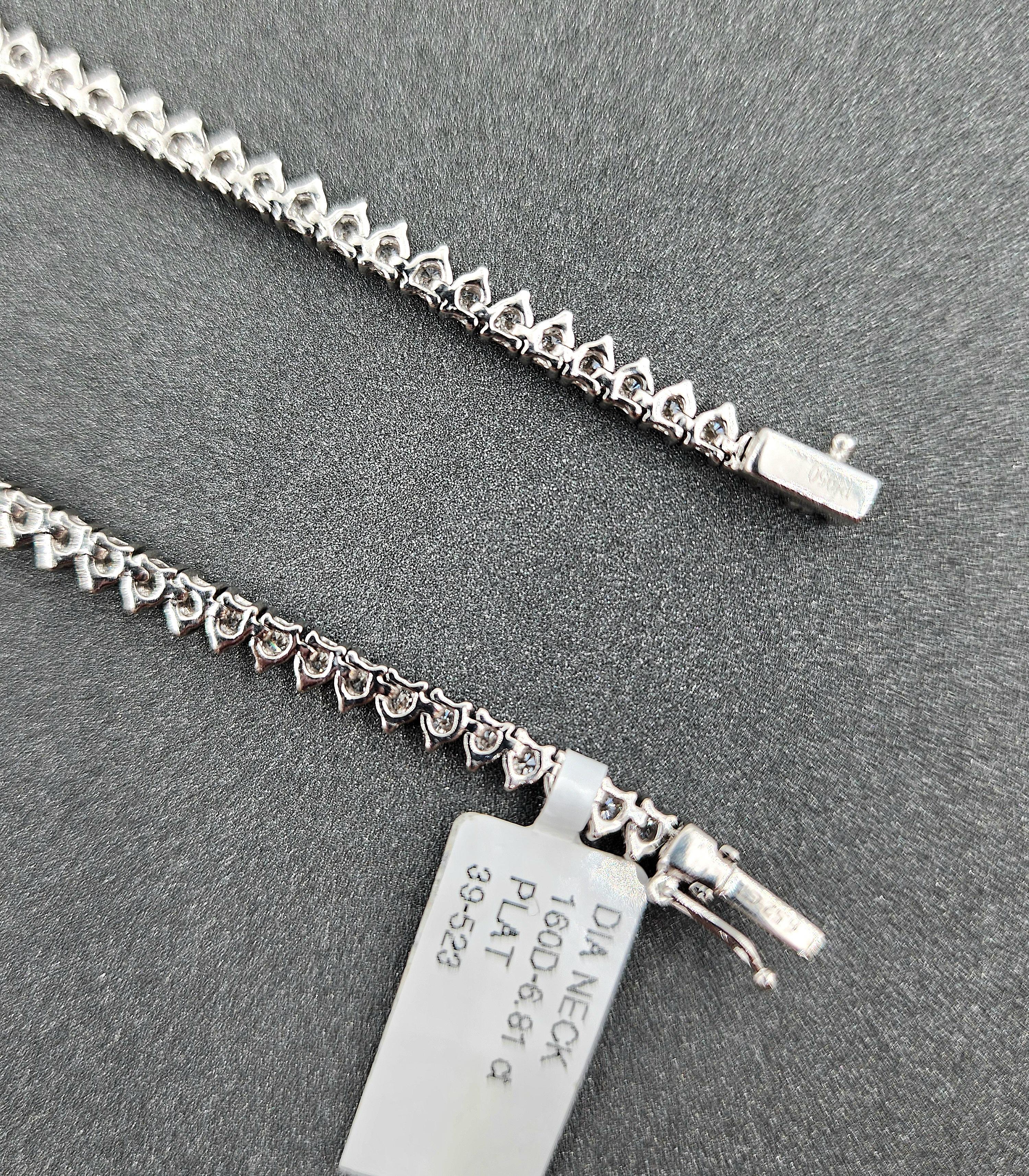 Collar de tenis con diamantes de 6.81 quilates en Nuevo estado para la venta en Chicago, IL