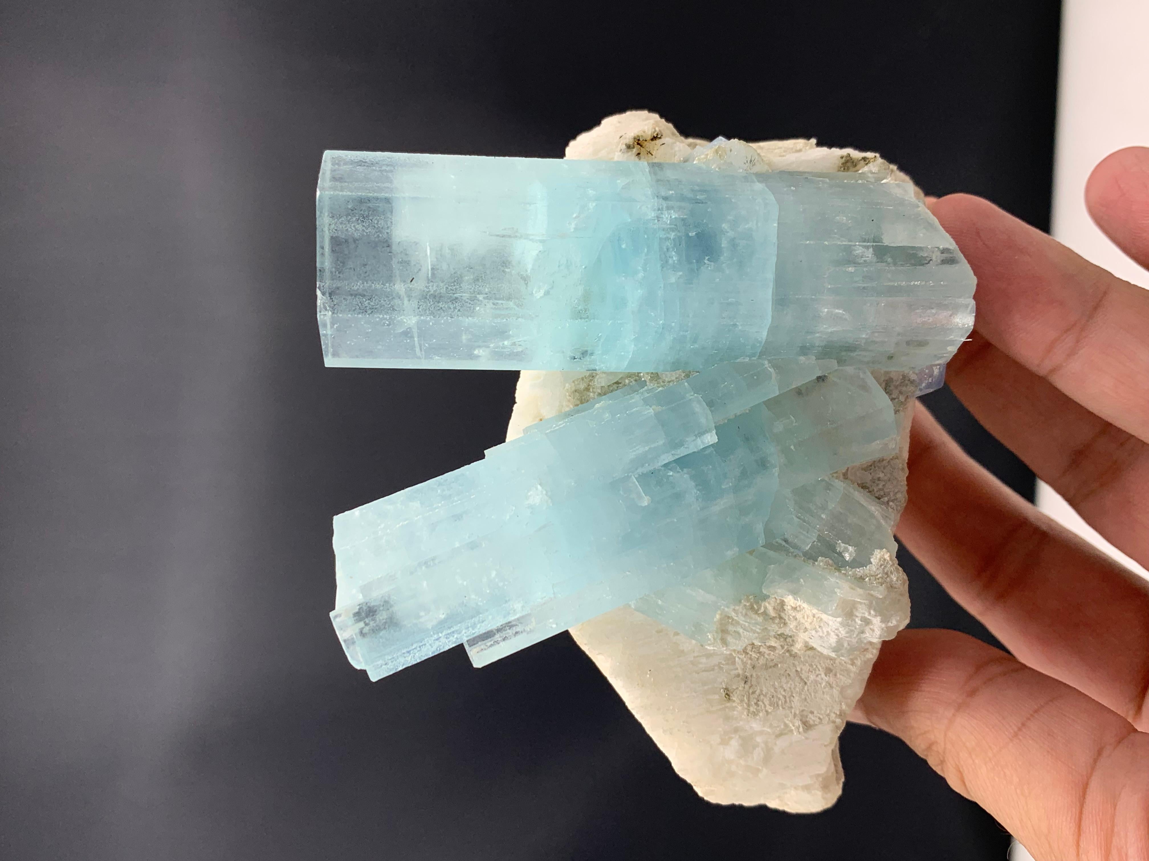 681.51 Gram Pretty Dual Aquamarine Crystal Attached With Feldspar From Pakistan  For Sale 3