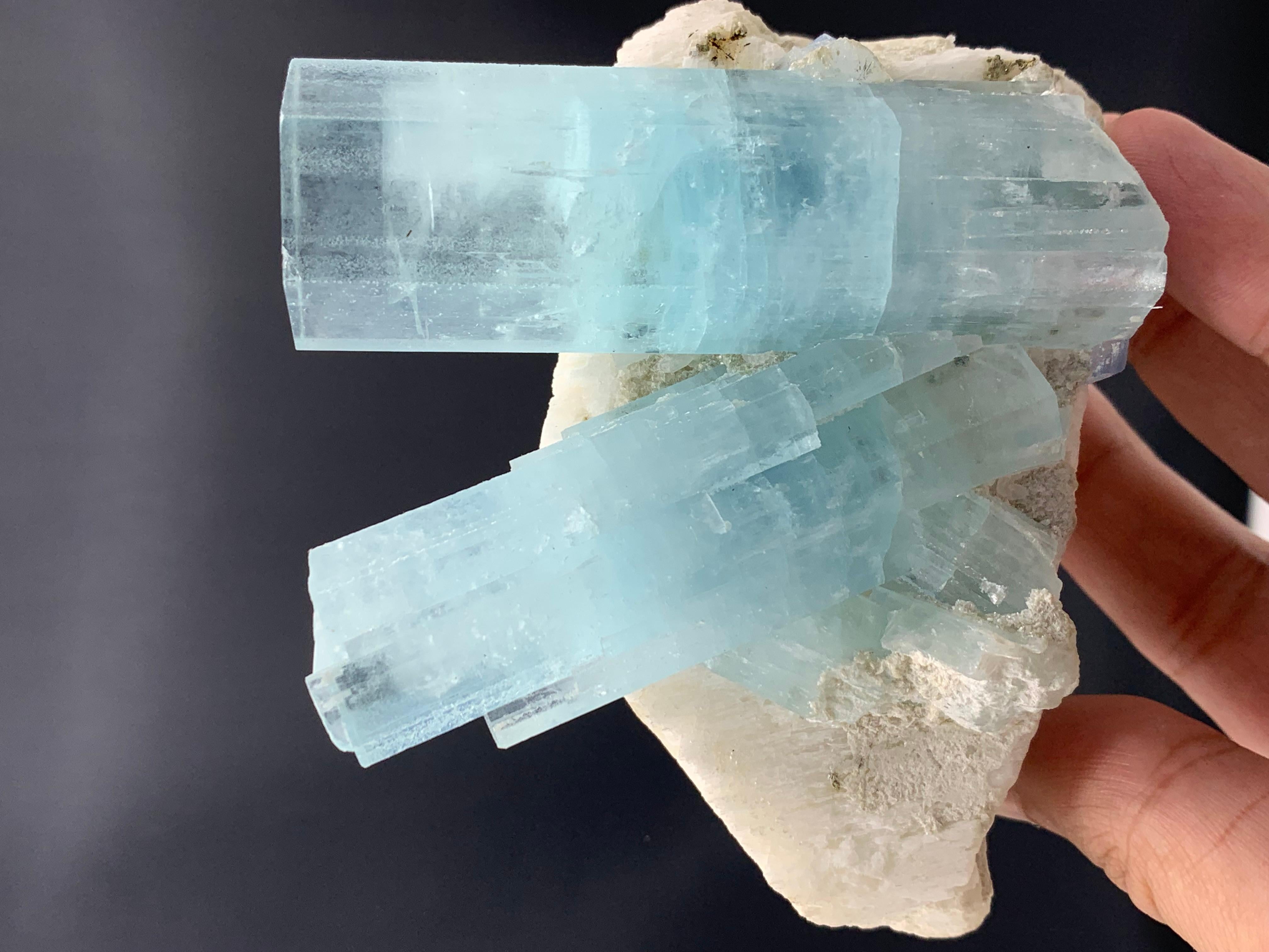681.51 Gram Pretty Dual Aquamarine Crystal Attached With Feldspar From Pakistan  For Sale 5