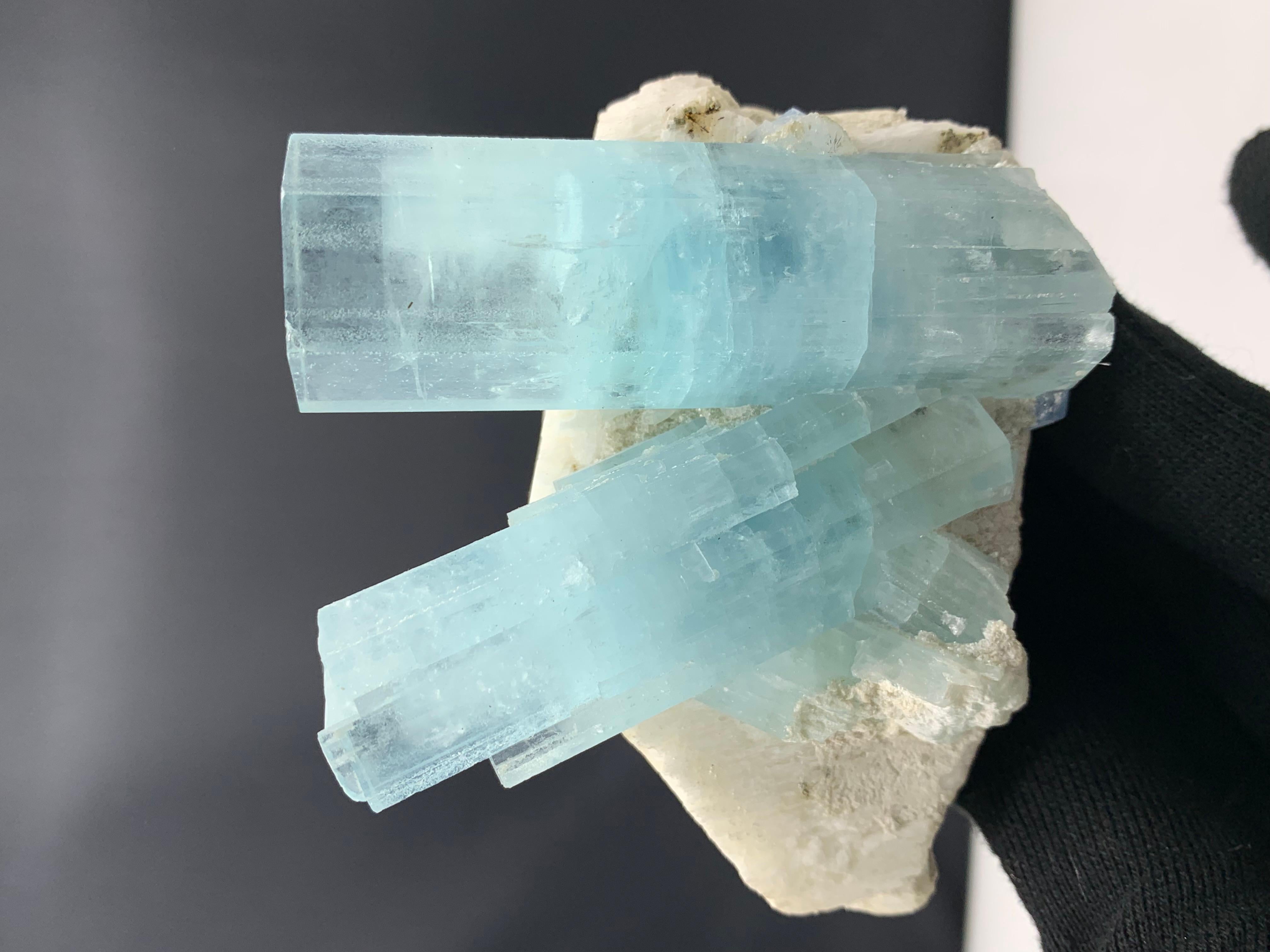 Pakistani 681.51 Gram Pretty Dual Aquamarine Crystal Attached With Feldspar From Pakistan  For Sale