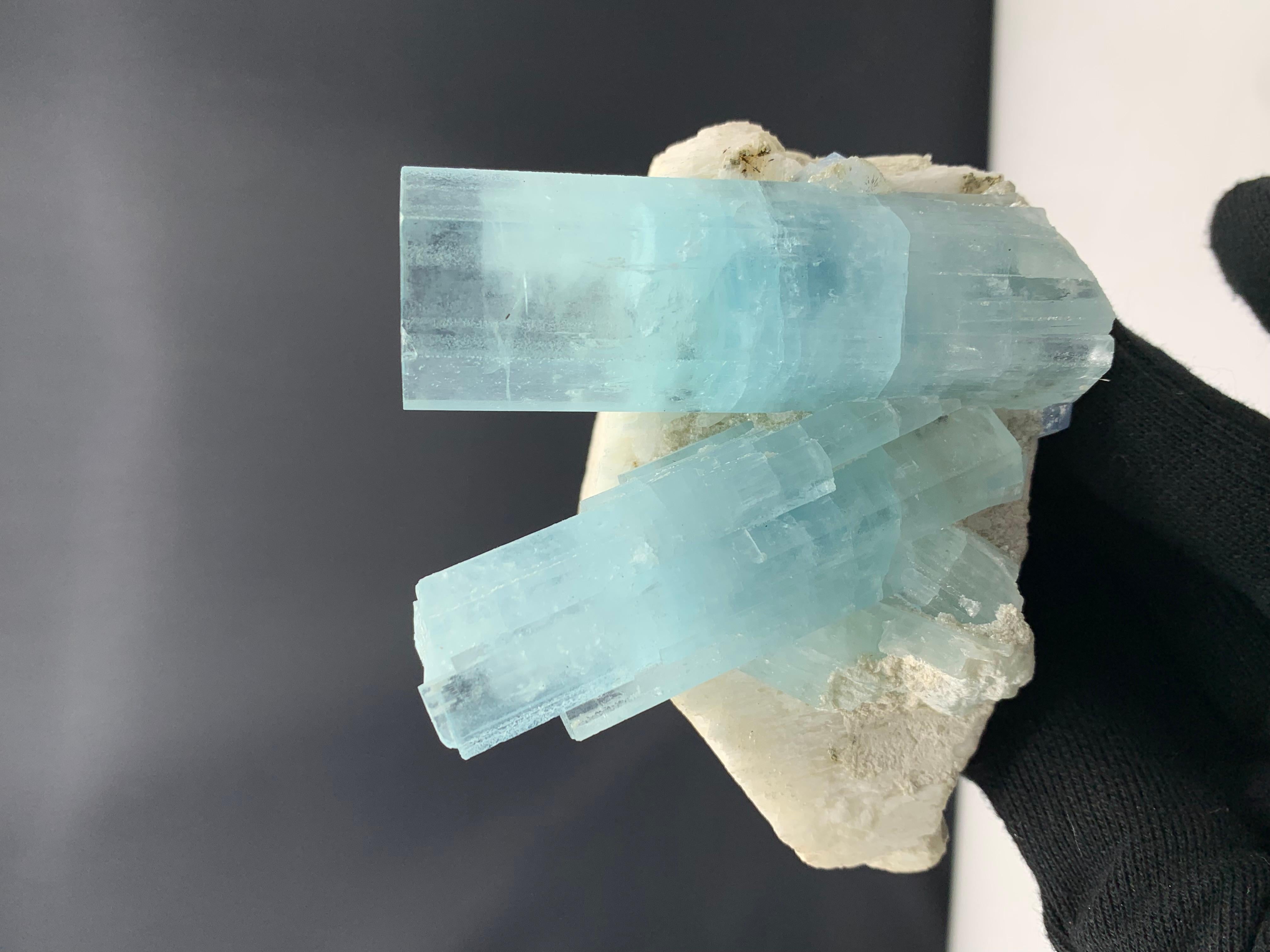 Other 681.51 Gram Pretty Dual Aquamarine Crystal Attached With Feldspar From Pakistan  For Sale