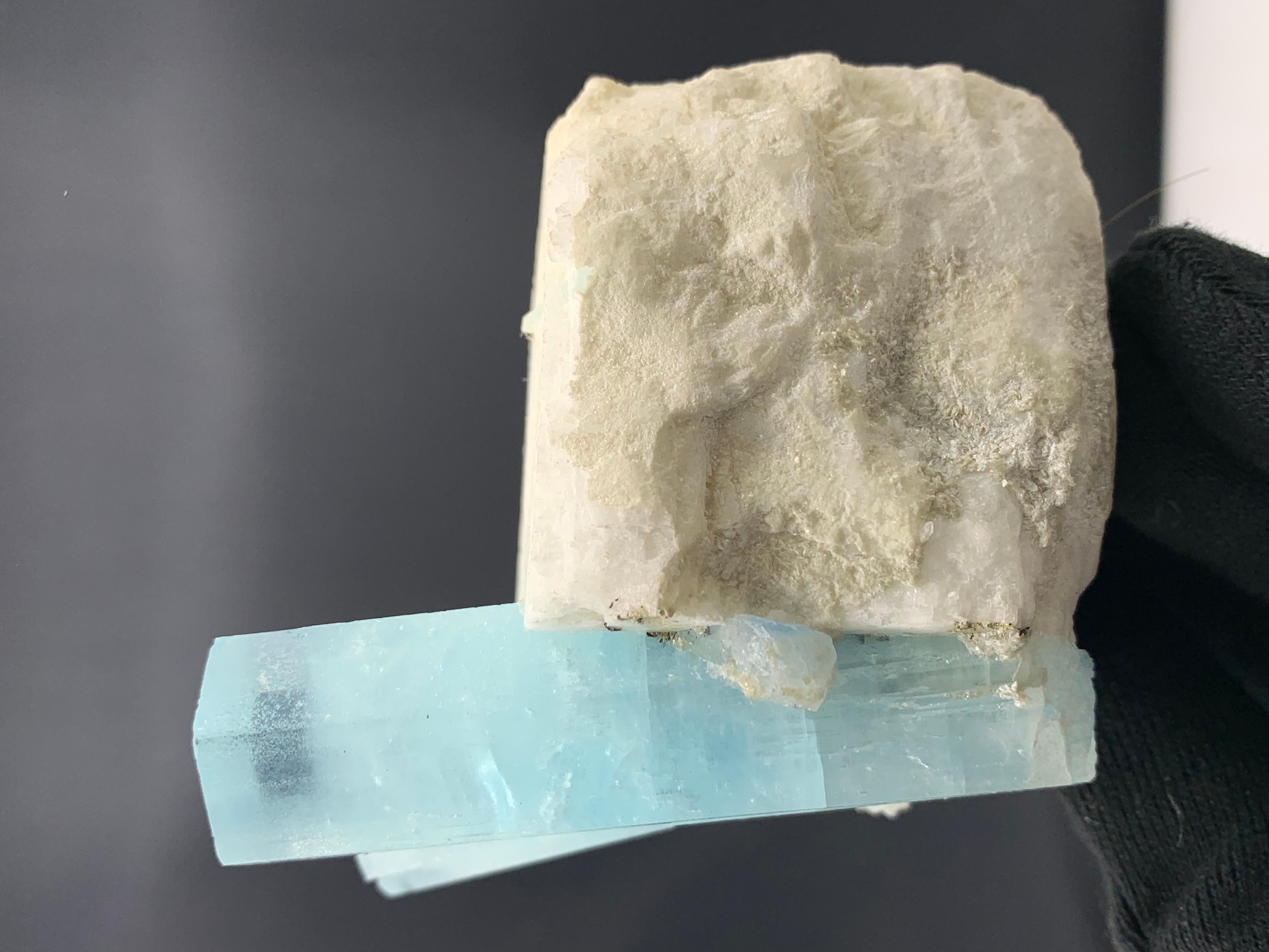 18th Century and Earlier 681.51 Gram Pretty Dual Aquamarine Crystal Attached With Feldspar From Pakistan  For Sale