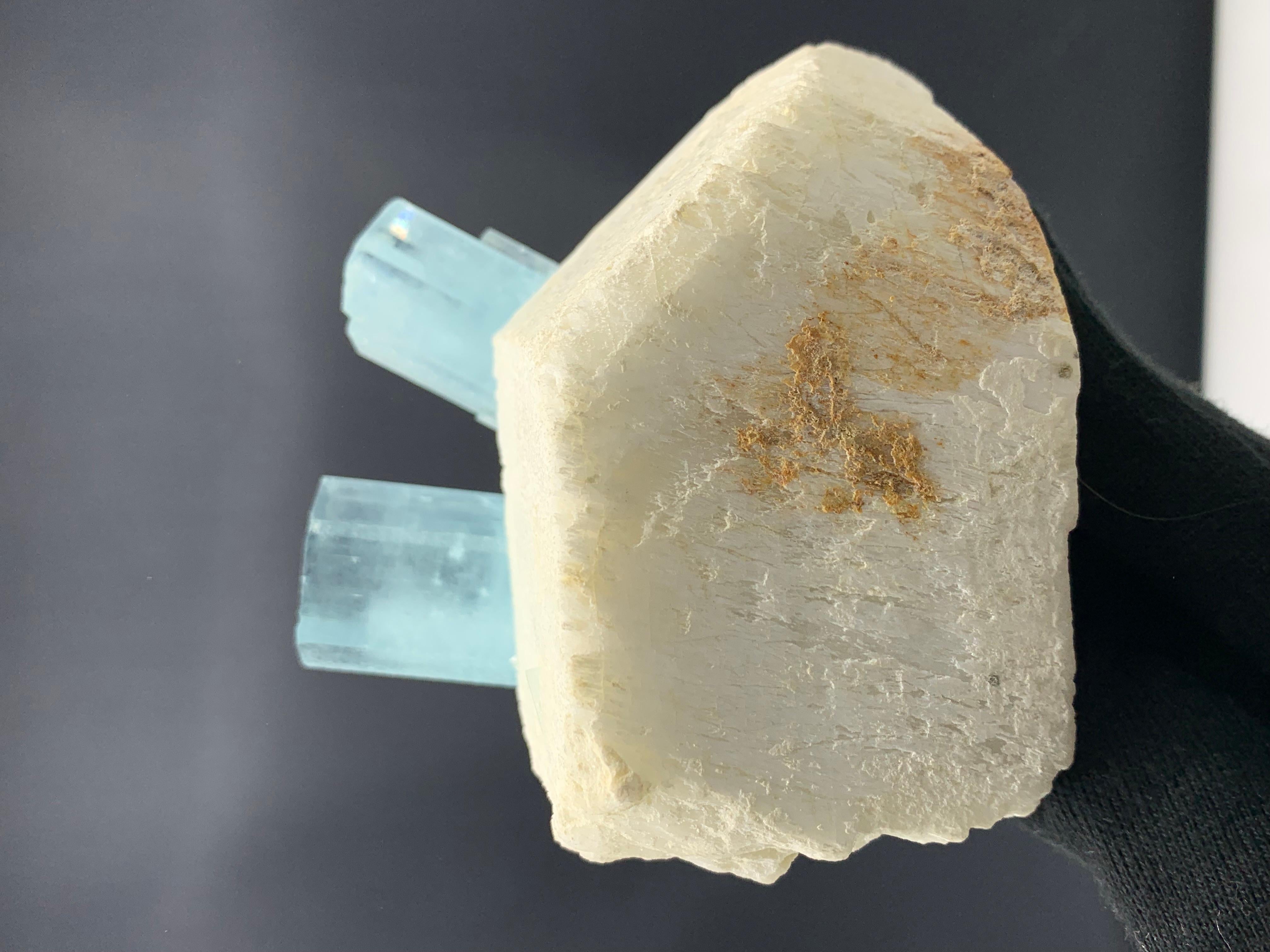 681.51 Gram Pretty Dual Aquamarine Crystal Attached With Feldspar From Pakistan  For Sale 1