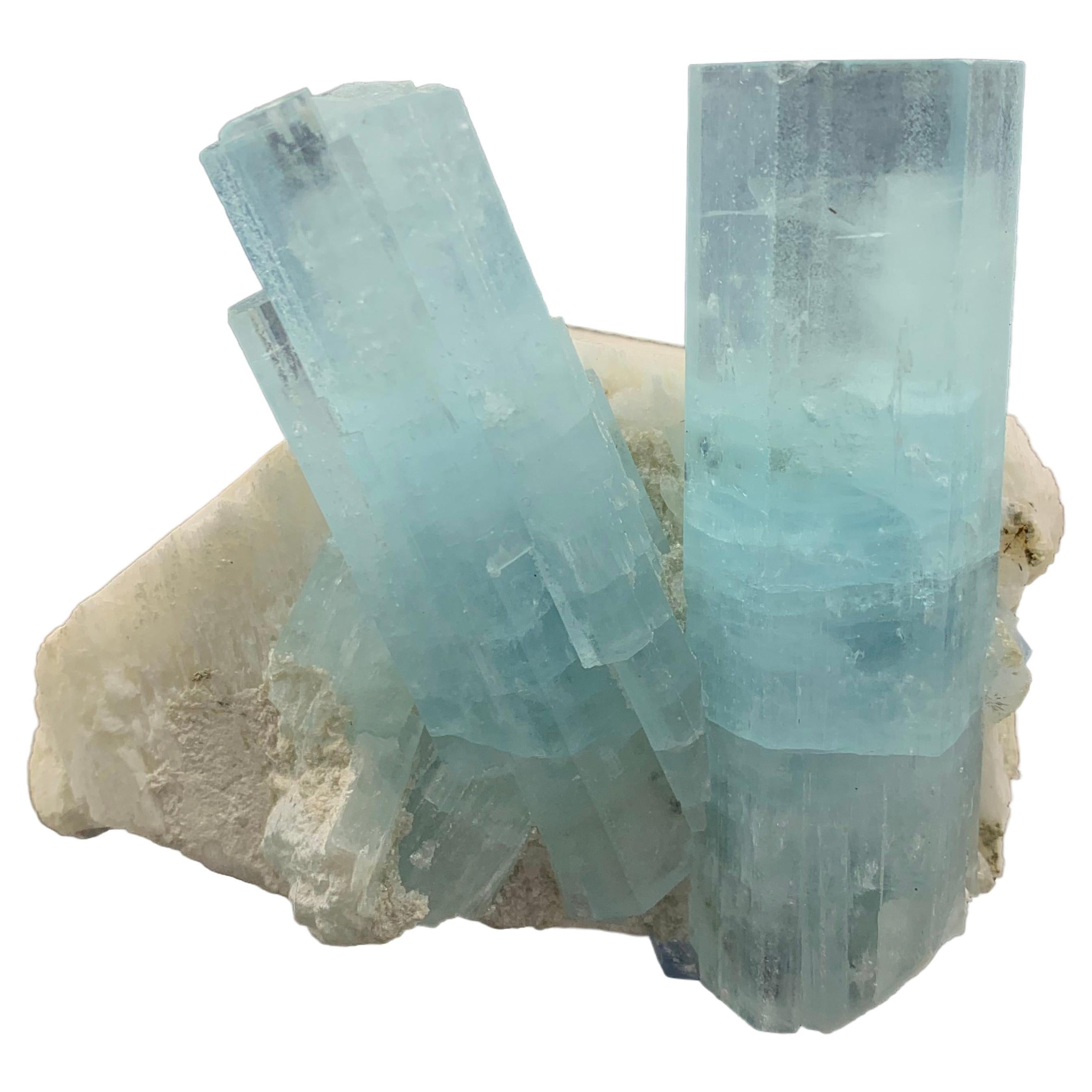 681.51 Gram Pretty Dual Aquamarine Crystal Attached With Feldspar From Pakistan  For Sale