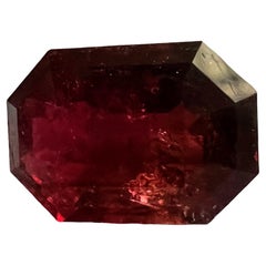 6.81ct Octagon Cut Intense Red Rubellite Tourmaline Loose Gemstone