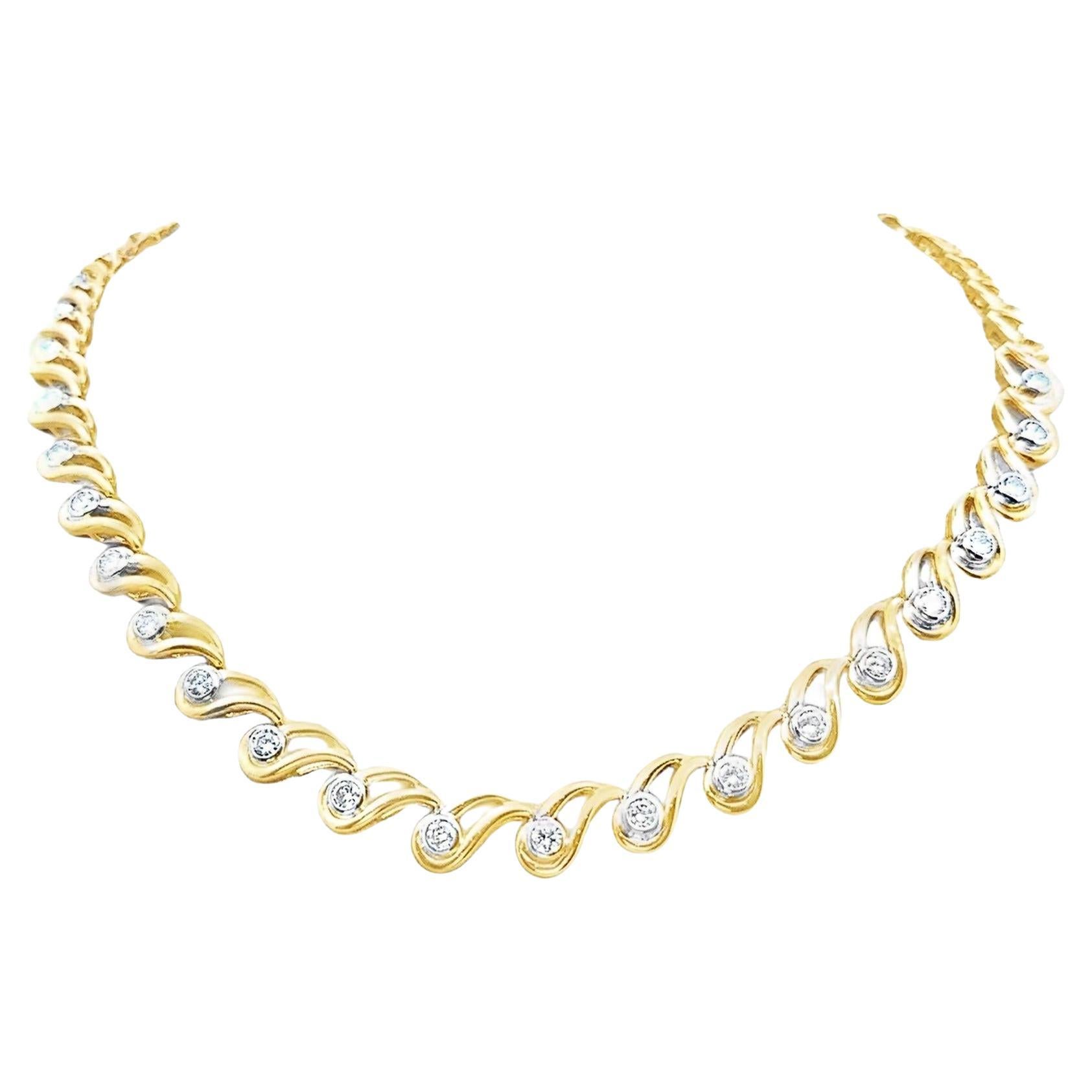 6.82 Carat Diamond 18k Yellow Gold Necklace