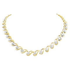 6.82 Carat Diamond 18k Yellow Gold Necklace