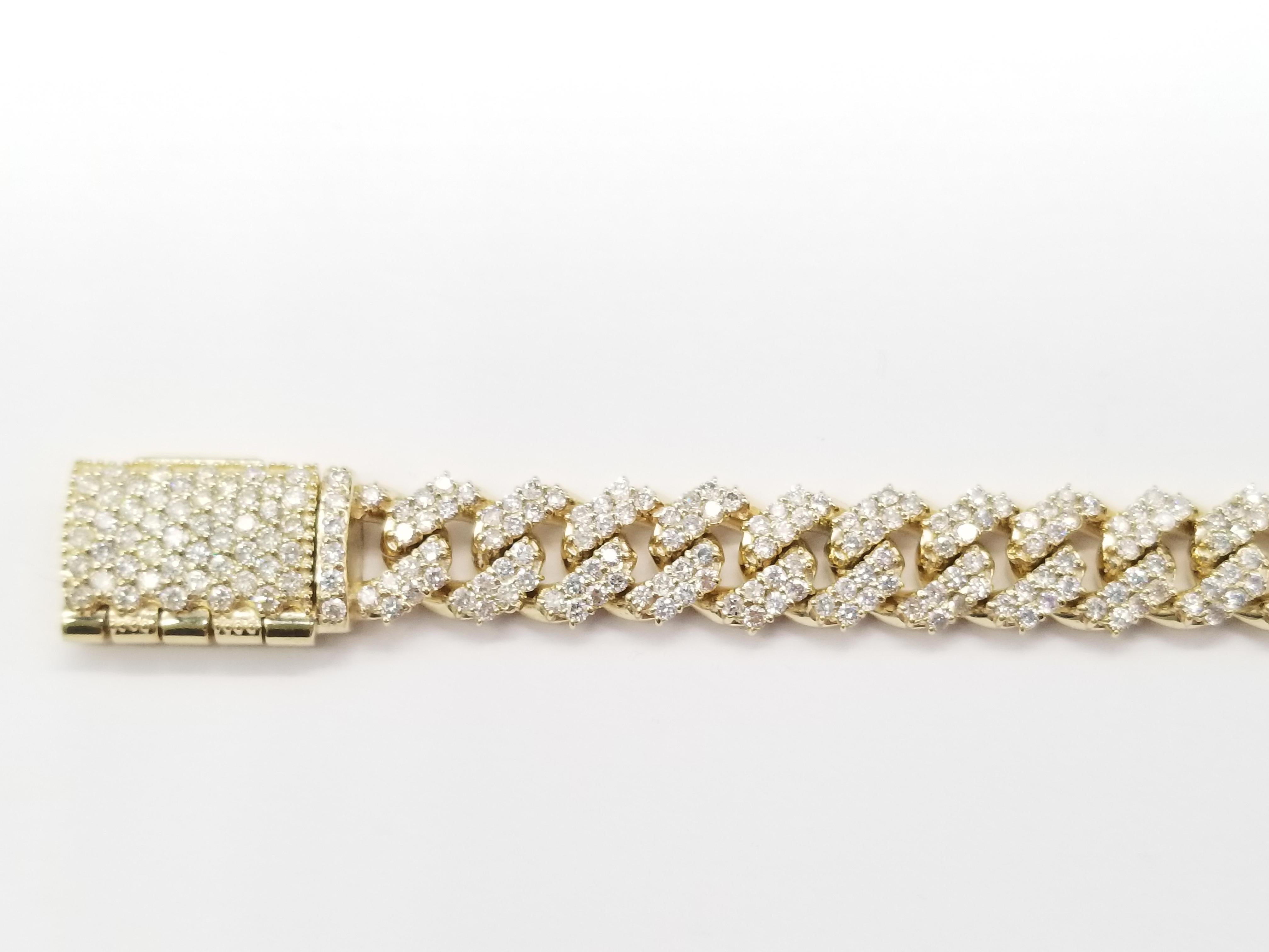 6.82 Carat Diamond Men's Cuban Link Chain Solid 14 Karat Yellow Gold In New Condition In Great Neck, NY
