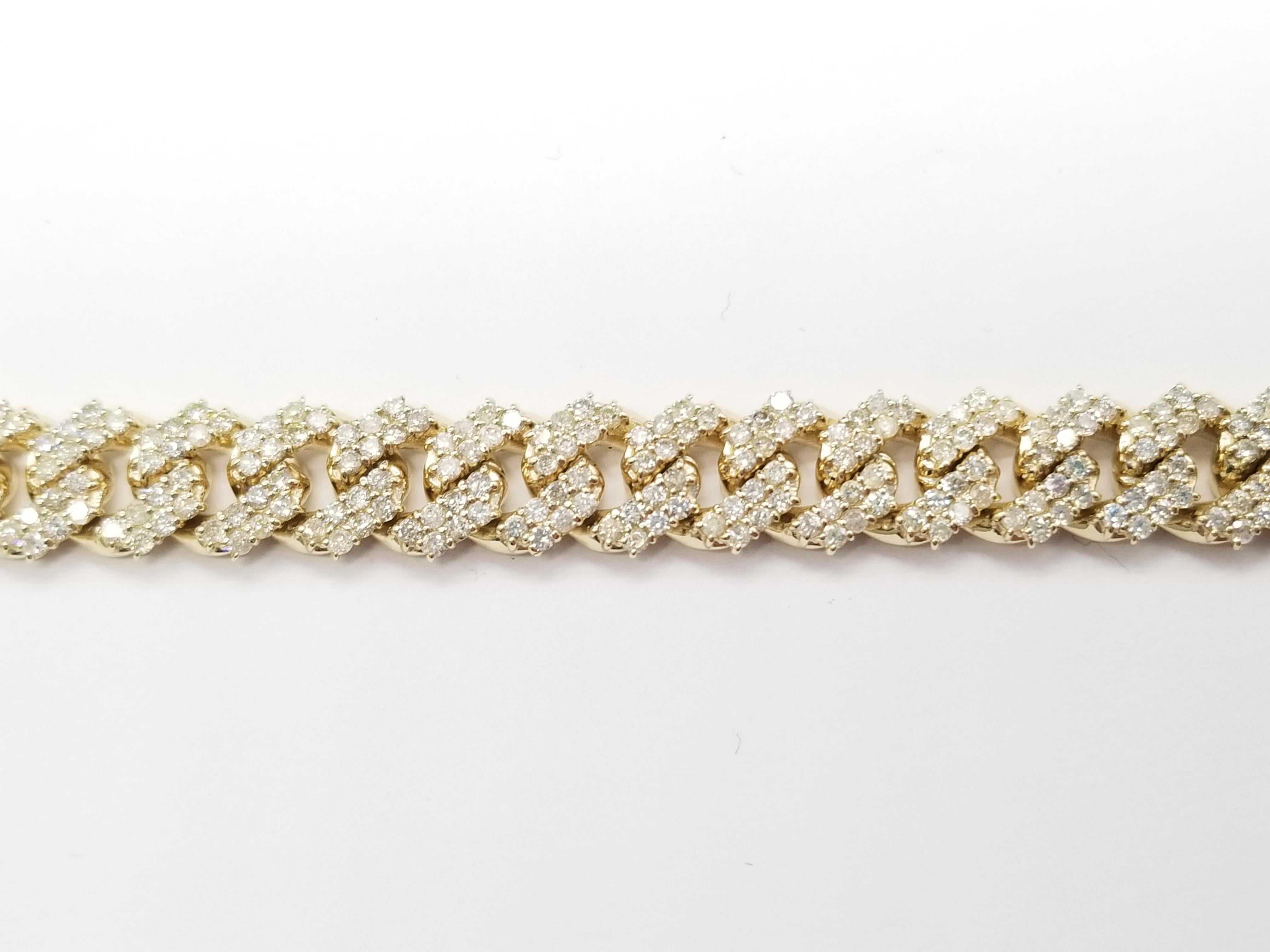 6.82 Carat Diamond Men's Cuban Link Chain Solid 14 Karat Yellow Gold 1
