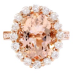 Morganite Diamond Ring In 14 Karat Solid Rose Gold
